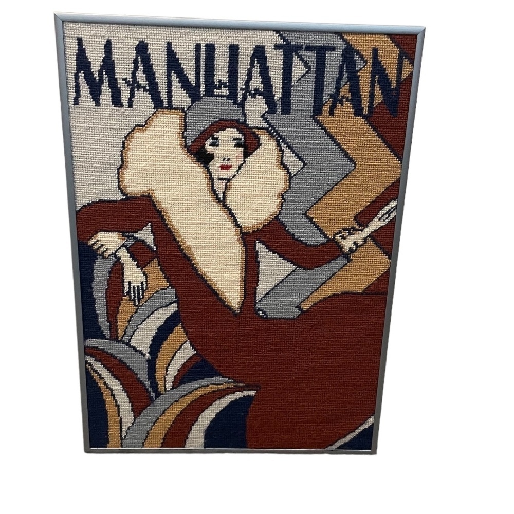 Vintage 70's Gemini Art Deco Woman Magazine Cover‎ Manhattan Needlepoint Canvas